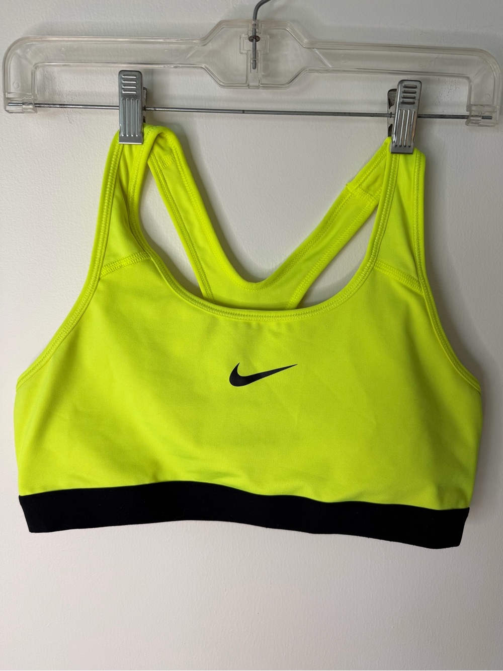 Nike Neon Yellow & Black Racerback Sports Bra Dri-Fit size large support bra